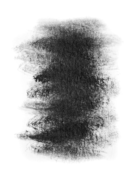 Textured Black Oil Paint Brush Stroke Isolated On White Background