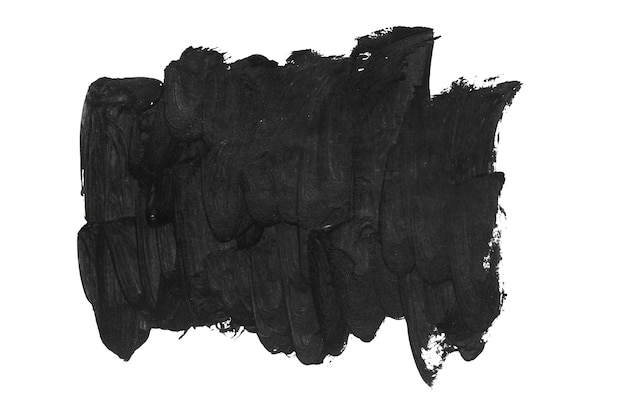 分離された白い紙の上の黒いブラシストローク