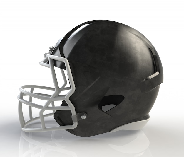 Black brushed galvanized american football helmet side view 