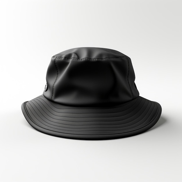 black bucket hat cap isolated on white