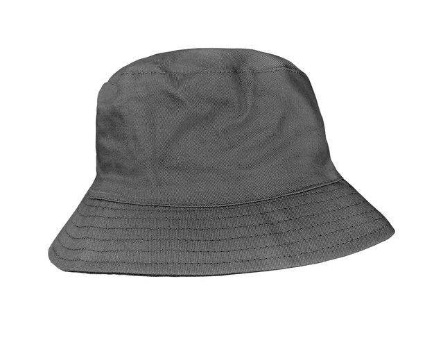 白い背景の黒いバケツの帽子