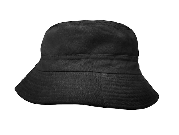 black bucket hat on a white background