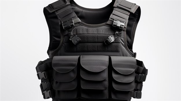 Premium AI Image | black bulletproof vest isolated on white background ...