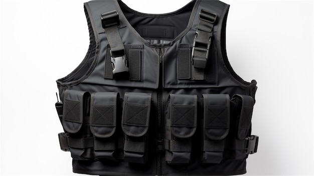 Photo black bulletproof vest isolated on white background 3d illustration