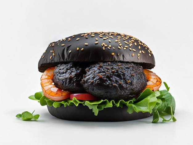 Black burger with fish