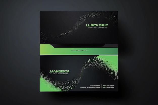 Photo black business card with green gradient