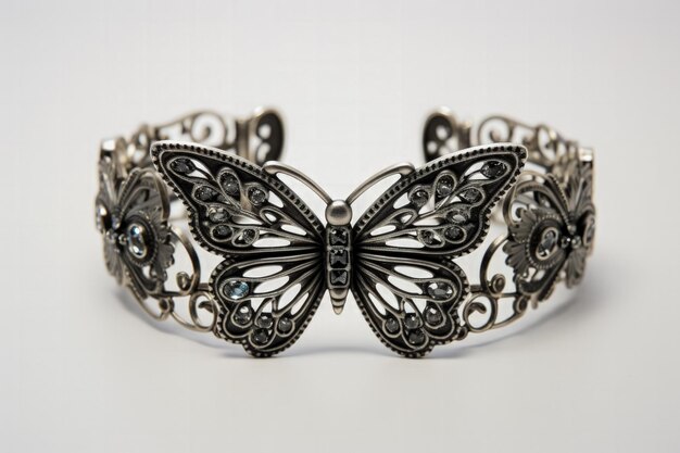 Black butterfly design handdrawn and artistically crafted gracefully adorns this item