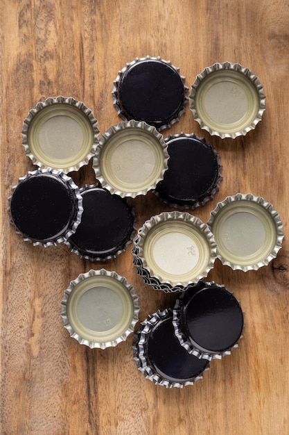 Black cap of beer bottle in selective focus