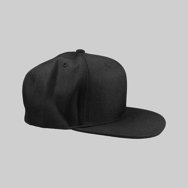 Photo black cap in side view isolated on grey background