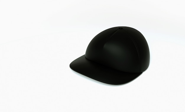 Black cap on white. 3d render