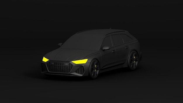 Black car on a black background with yellow headlights and\
brakes wallpaper with a black car