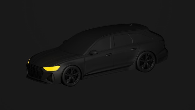 Photo black car on a black background with yellow headlights wallpaper with a black car