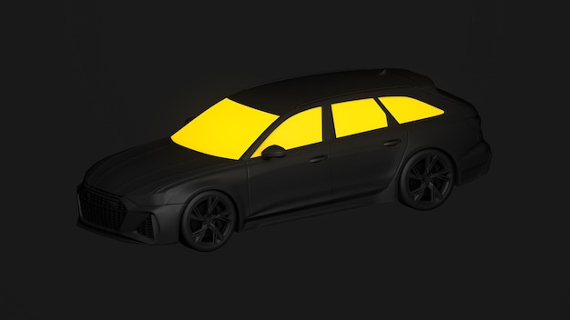 Black car on a black background with yellow windows wallpaper with a black car