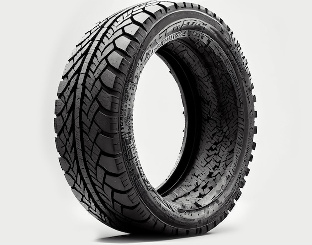 Black car tire on a white background