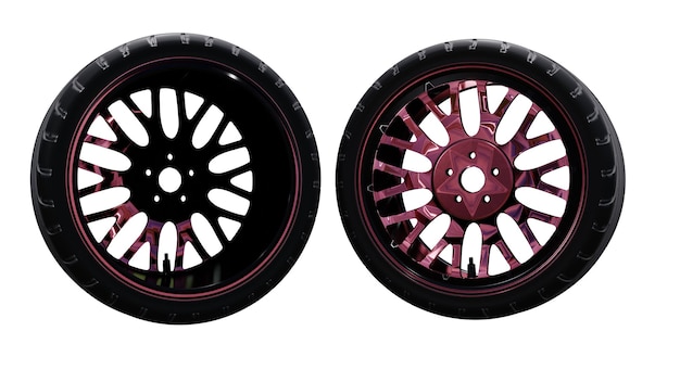 Black car wheel with alloy disc on isolated background