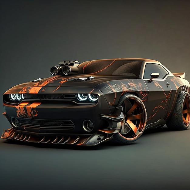 Черная машина с логотипом Hellcat спереди.