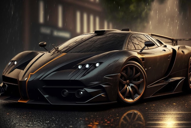 A black car with the word lamborghini on the front.