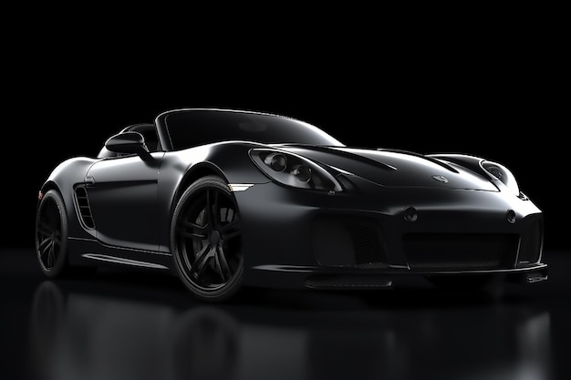 A black car with the word porsche on the front.