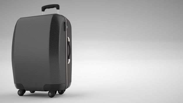 Black carbon fiber travel bag isolated on bright. 3d rendering