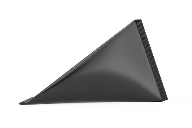 黒の段ボールの三角形のボックスクリーム、ジュース、またはミルクパックは白い背景にモックアップします。 3Dレンダリング