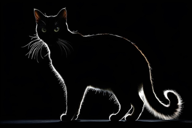 черная кошка на черном фоне подсветка низкий ключ