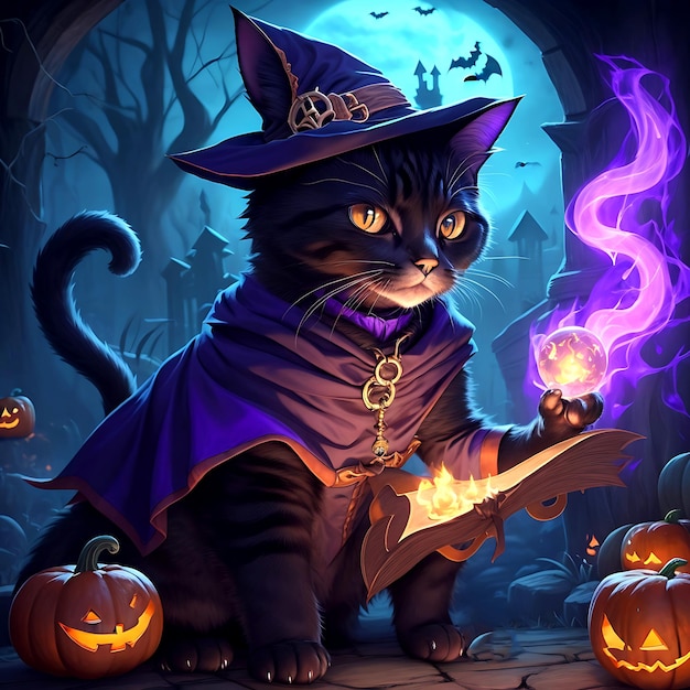 Black Cat Halloween Ai Generative