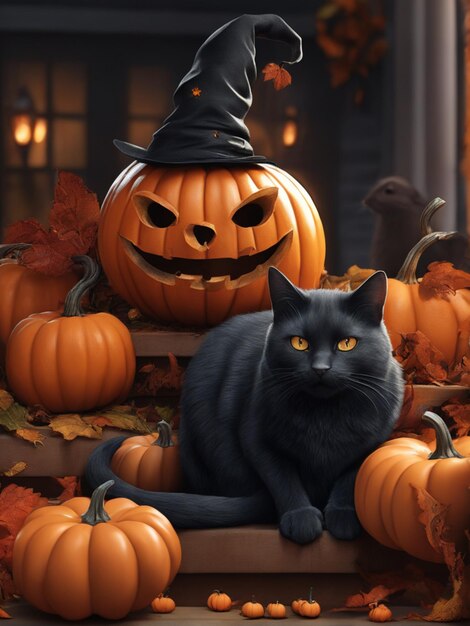 Black cat halloween bakground