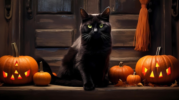 Photo black cat halloween