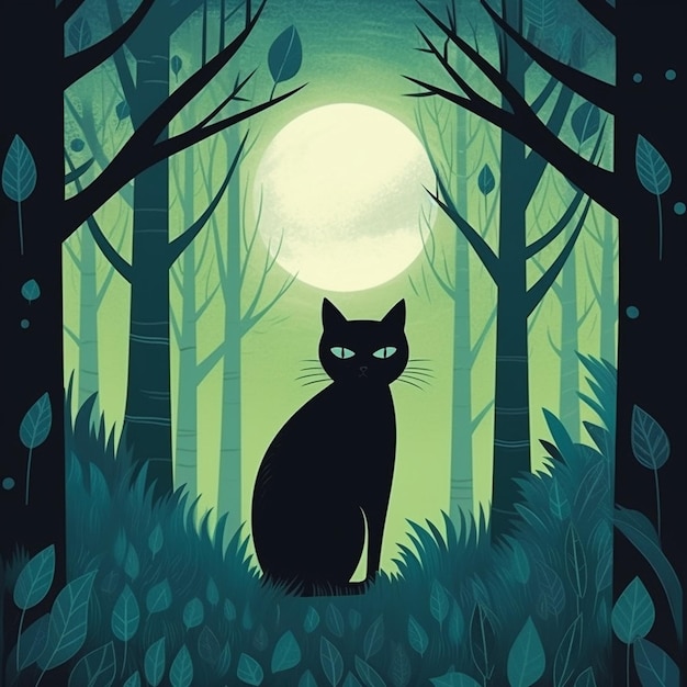 Black cat illustration