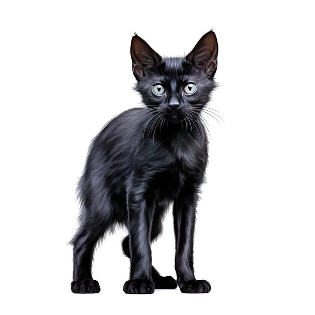 Black cat on isolated white background