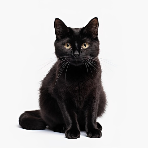 black cat on an isolated white background