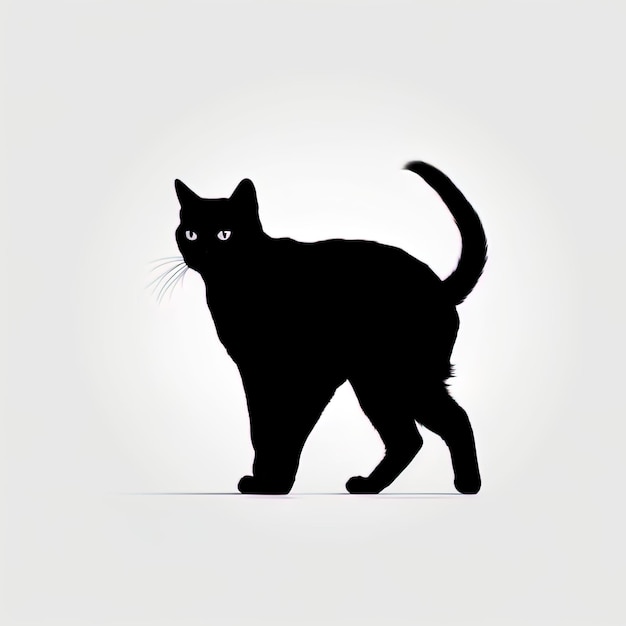 black cat on an isolated white background