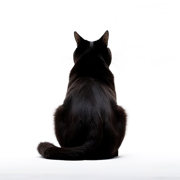 black cat on isolated white background