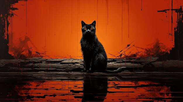 Black Cat Mark Rothko Style High Detail