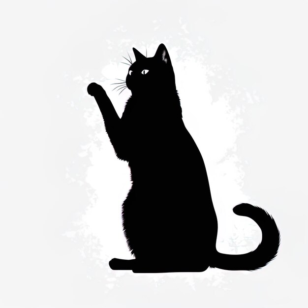 Фото Черная кошка на белом фоне.
