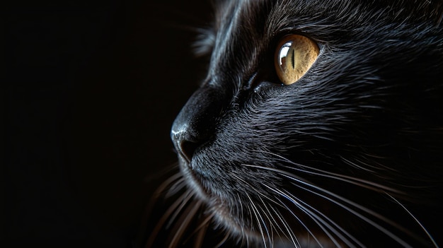 黒い猫の肖像画を近づける