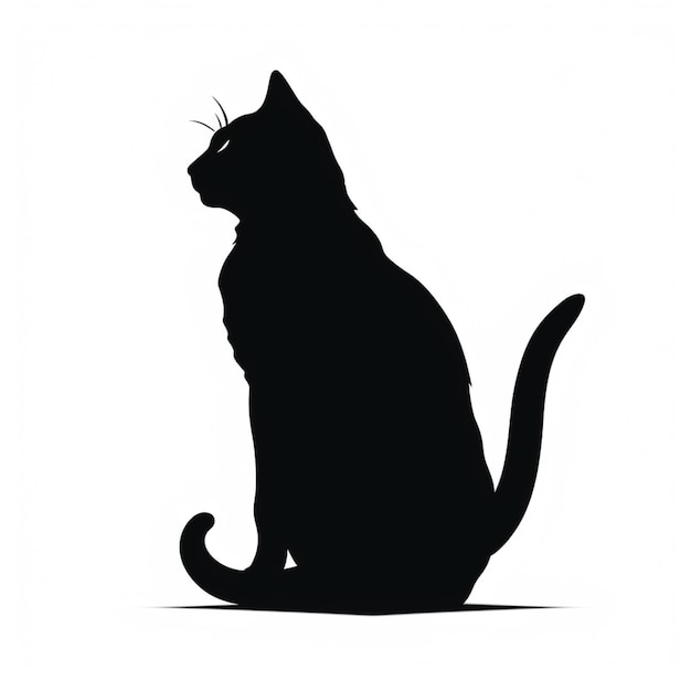 A black cat silhouette with the word cat on it