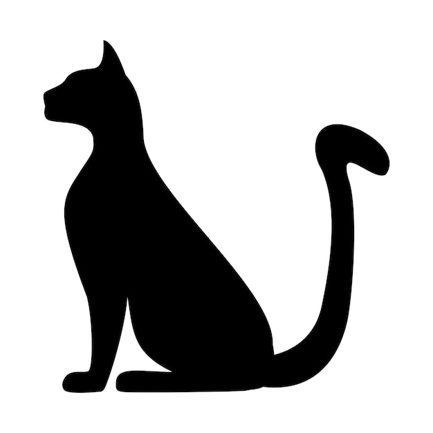 черная кошка силуэт свободный вектор