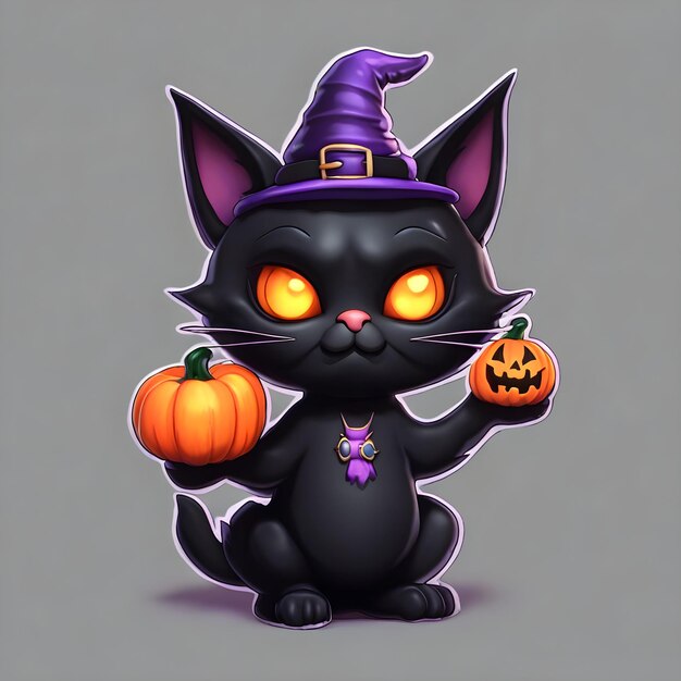 Black cat sticker designed for Halloween