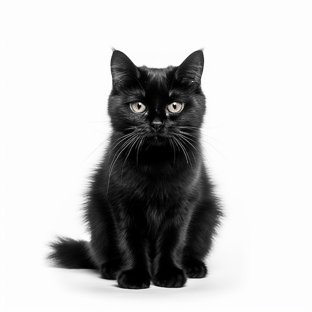 Black cat on white background