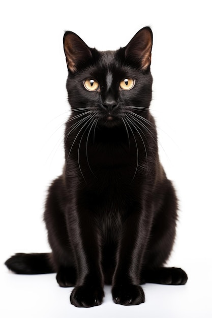 Black cat on white background