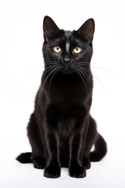 Black cat on white background