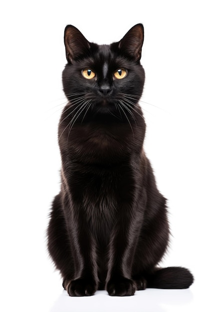 Black cat on white background