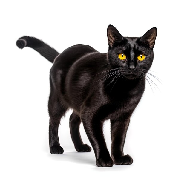 black cat on a white background