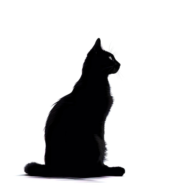 черная кошка на белом фоне.