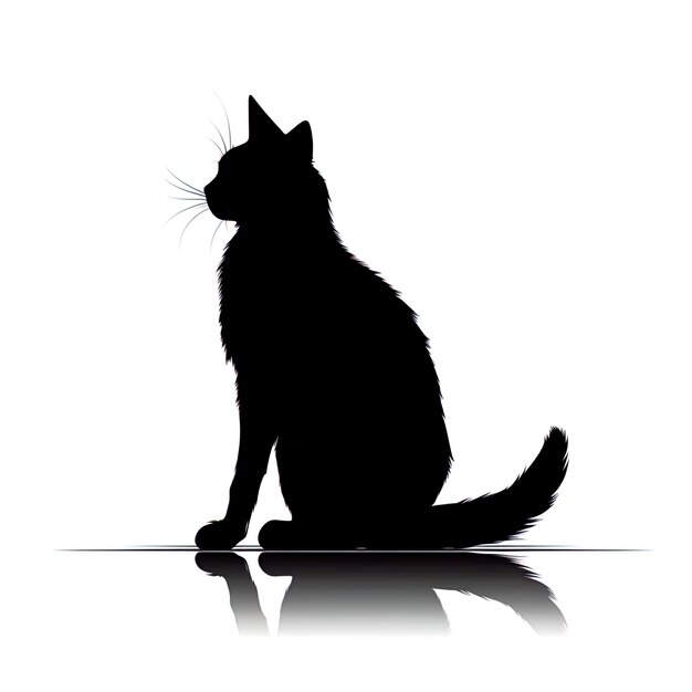 Photo black cat on a white background