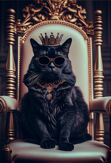 Photo a black cat with a crown on it