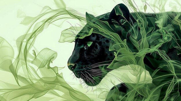 Foto un gatto nero con gli occhi verdi e uno sfondo verde