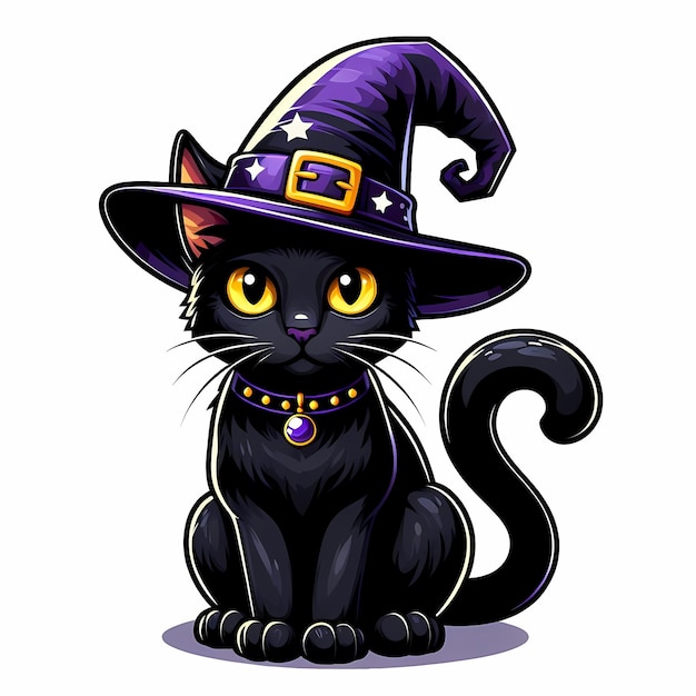 Photo a black cat with a witch hat on it