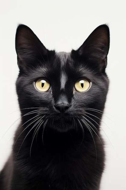 Photo a black cat with yellow eyes is looking at the camera